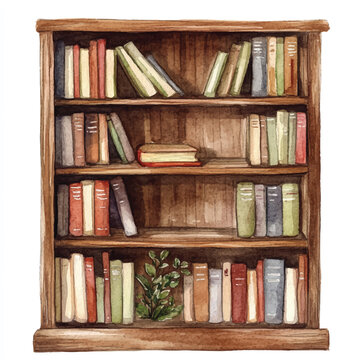 recommend clip art: Bookcase watercolor clipart illustration  (12)