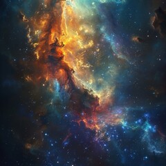 Fototapeta premium Universe abstract background, colorful space galaxy clouds nebula, stary cosmos, universe wallpaper