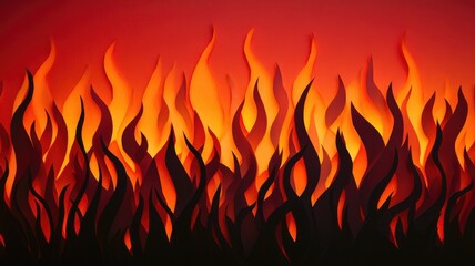 Illustration of red and orange flames on black background
