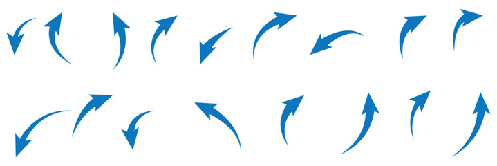 Flat style Curved Red Arrow icon collection isolated. different kinds of arrow symbol indicator. for your apps, websites projects