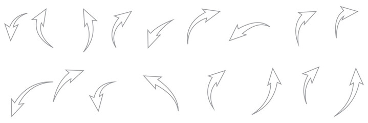 Flat style Curved Red Arrow icon collection isolated. different kinds of arrow symbol indicator. for your apps, websites projects