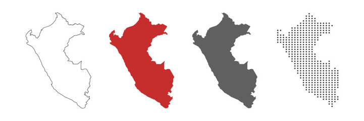 Peru map detailed in outline, flat, dotted style