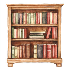 Bookcase watercolor clipart illustration  (16)