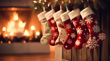 Christmas Stockings Hung By The Fireplace