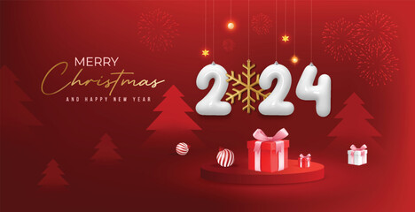 Naklejka premium Merry Christmas and Happy New Year 2025