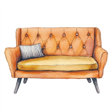 recommend clip art: Couch watercolor clipart illustration  (14)