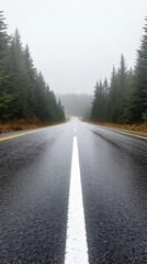 Fototapeta premium Empty Road Through Autumn Forest