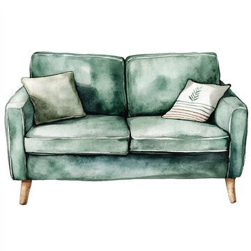 recommend clip art: Couch watercolor clipart illustration  (16)