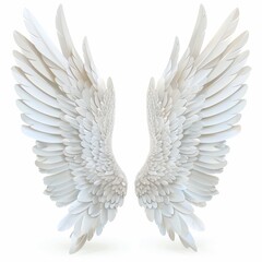 Fototapeta premium Wings icon, angel wings emblem, bird feathers silhouette, pigeon sign, spirituality symbol, elegance flight