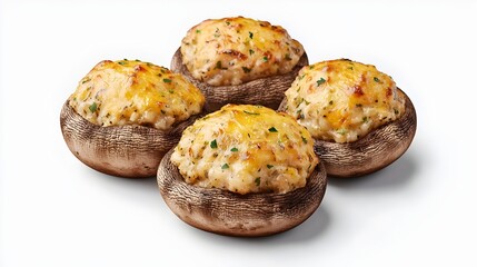 Perfectly Baked Stuffed Mushrooms with Cheesy Garlic Herb Filling isolated on white background