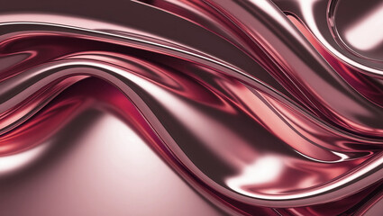 Fototapeta premium Liquid rose gold pattern with wavy curves, abstract background.