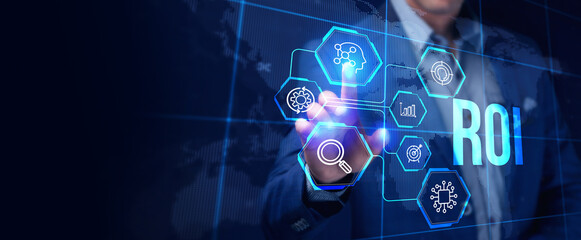 ROI Return on investment financial growth concept. Business, Technology, Internet and network concept.