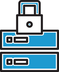 Server and Padlock Security Icon
