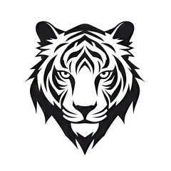 Obraz premium Tiger Icon, Tiger Head Isolated, Minimal Cat Head