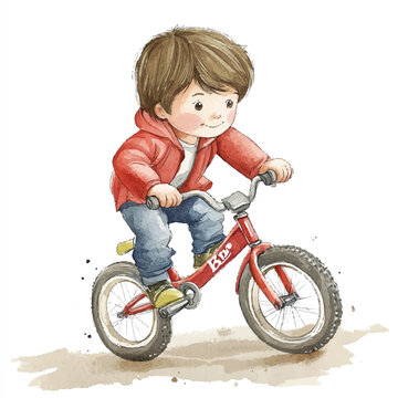 recommend clip art: cute boy playing bmx watercolor clipart illustration  (13)
