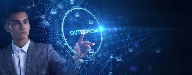 Business, Technology, Internet and network concept. Outsourcing Human Resources.