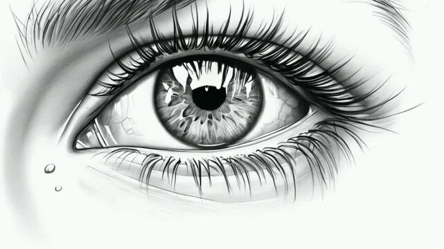 A How to draw an eye with teardrop for Beginners - Easy Way To Draw A Realistic Eye High quality HD 4K Video Clip