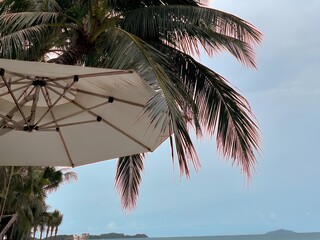 Golden sands, gentle surf, sunlit horizon.
