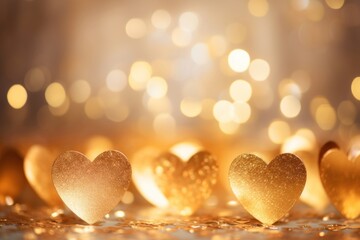 Gold heart glitter bokeh effect