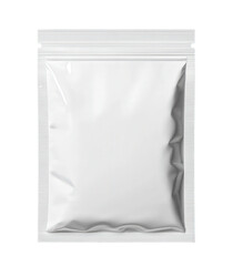White metallic Foil Packaging Pouch on Transparent Background &ndash; Isolated Product Mockup