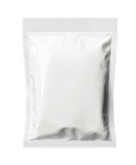 White metallic Foil Packaging Pouch on Transparent Background – Isolated Product Mockup