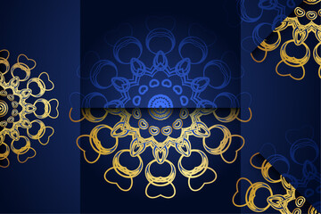 A decorative blue and gold motif set against a dark backdrop, showcasing intricate details and elegance