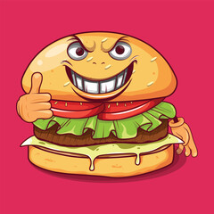 Angry Burger Mascot Cartoon Character