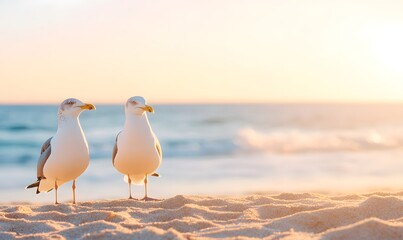 Seagulls on the beach, Generative AI