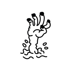 Zombie hand hand draw doodle vector icon