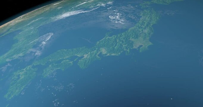 Honshu Island, Aerial Satellite View