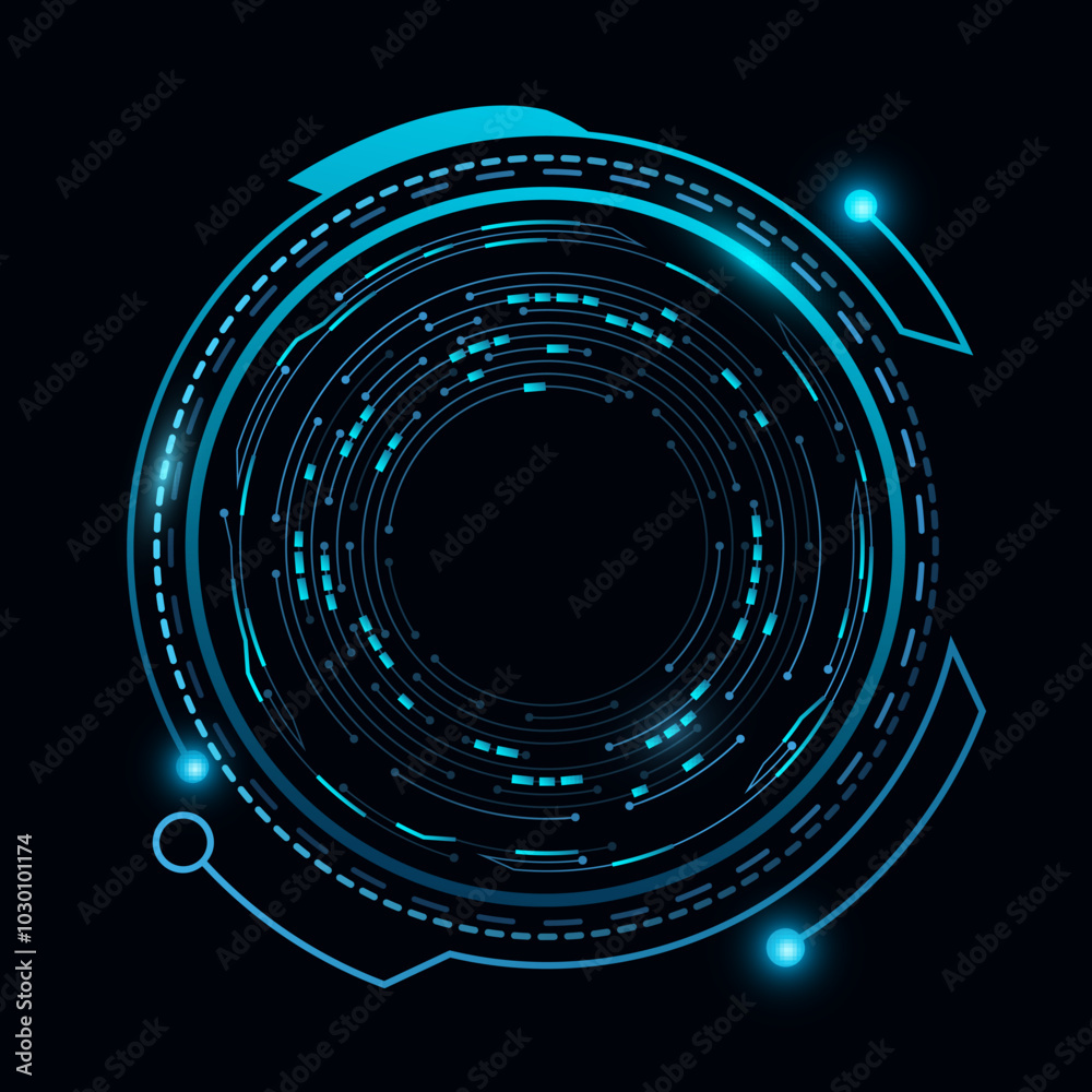 Poster digital glowing hud circle with circuit board. futuristic elements for tech interface. vector illust