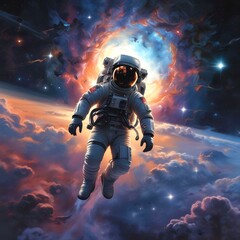 Illustration of outer space with planet behind