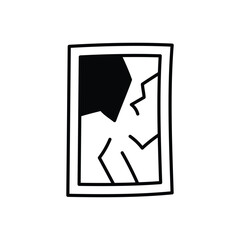 Broken mirror hand draw doodle vector icon