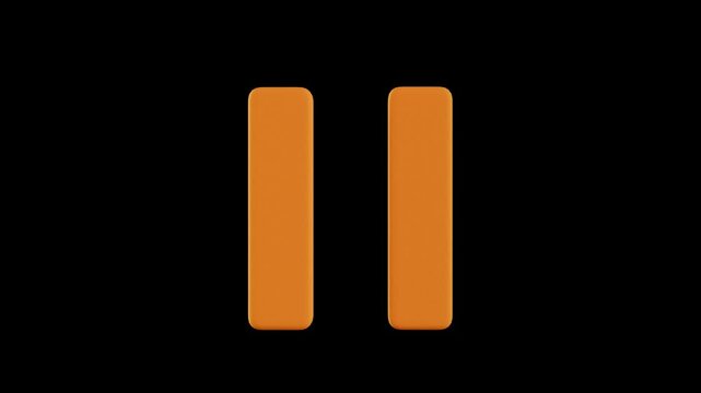 3d orange color play and pause button motion in black background.