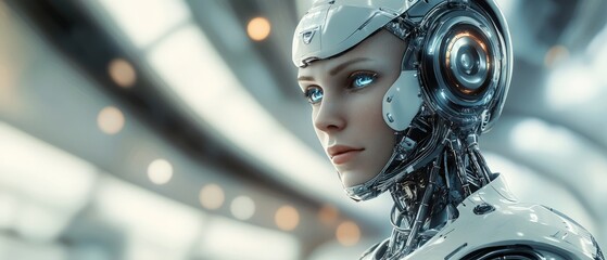 Cyberpunk Robot A HyperRealistic Portrait in a Futuristic Lab