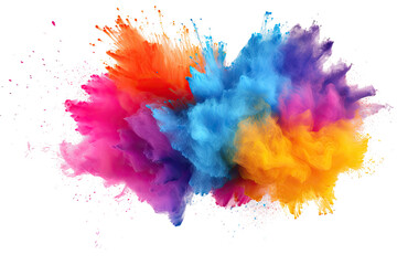 splash of colorful powder on transparent background 