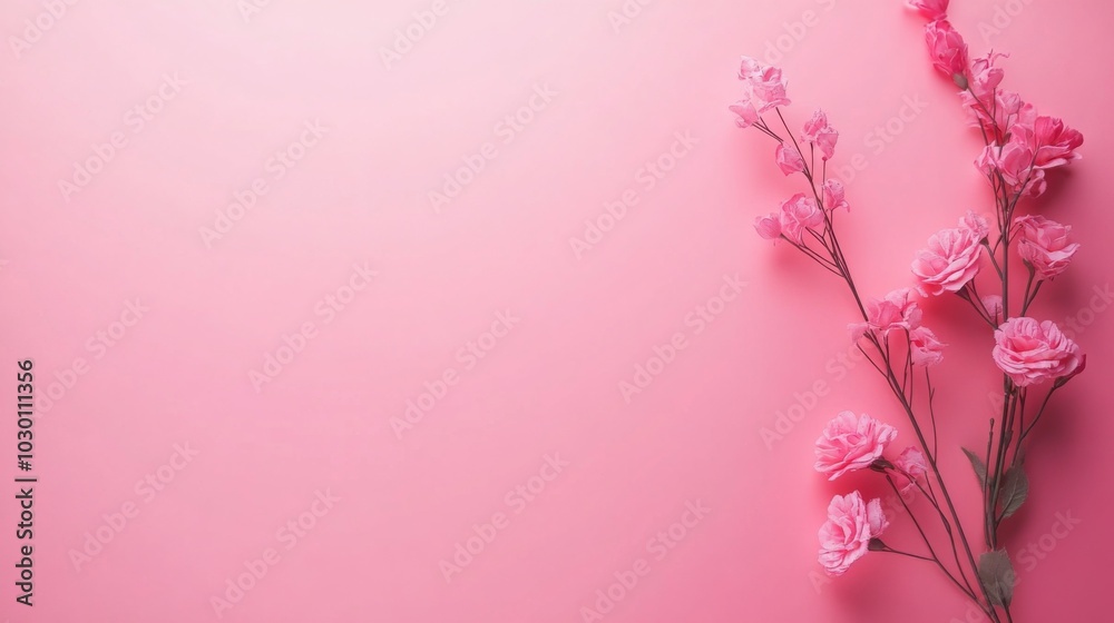 Poster Pink Floral Minimalist Background