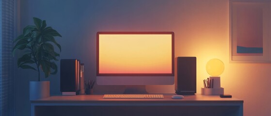 Minimalist Workspace Goals Sleek Desk Warm Lighting Photorealistic