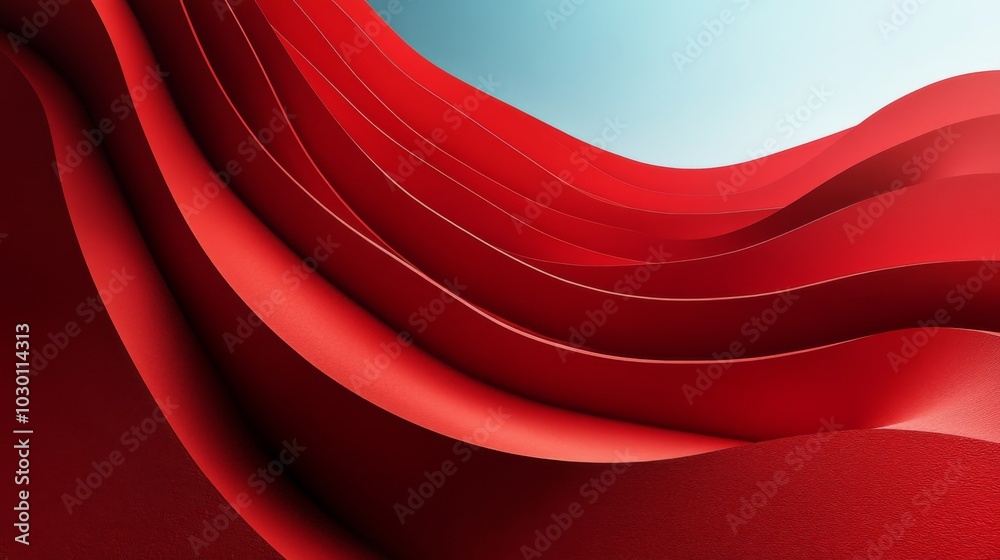 Canvas Prints Abstract Red Waves in Modern Design