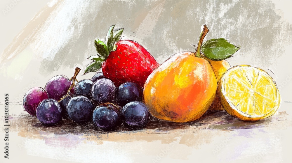 Canvas Prints Fruit Still Life Illustration