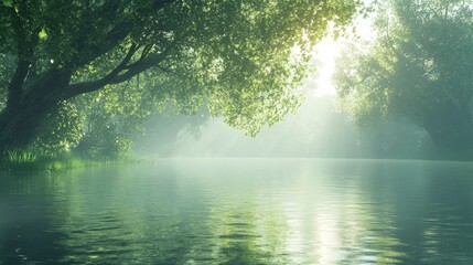 Obraz premium Serene Riverside Landscape