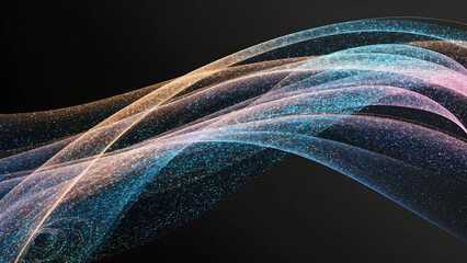 A mesmerizing holographic design featuring swirling particles on a black background. The vibrant colors and intricate details create depth and movement, making it a captivating masterpiece.