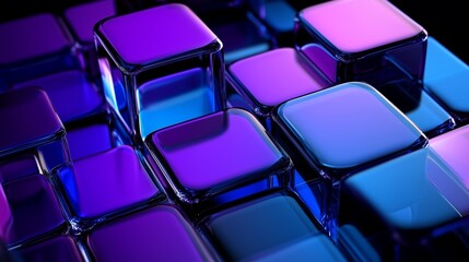 Obraz premium Futuristic Geometric Glass Shapes with Purple and Blue Glow