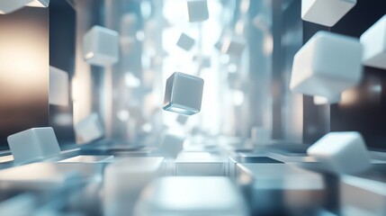 Futuristic 3D Geometry Abstract Shapes in Soft Light
