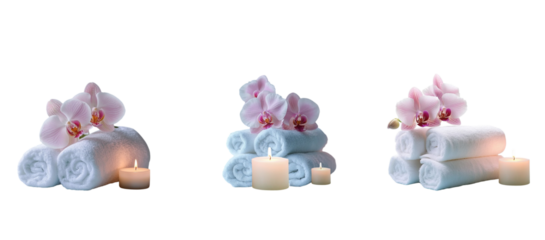 Orchids with candles and towels