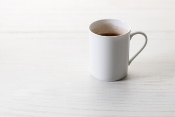 Cup of hot chocolate in white cereamic cup