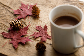 Cup of hot chocolate in white cereamic cup
