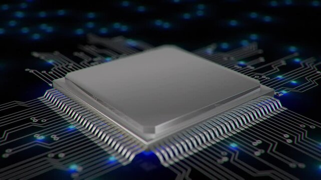 close up of computer circuit board cpu made of blocks