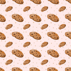 Cute Watercolor Christmas seamless pattern. Ornament with hand drawn Christmas cookie