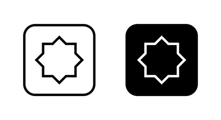Islamic symbol of octagonal frame icon on black square